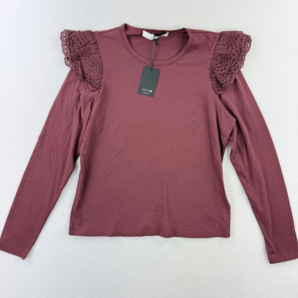 JOE'S JEANS Eyelet Top Long Sleeve Size‎ M Womens Wine Red - NEW